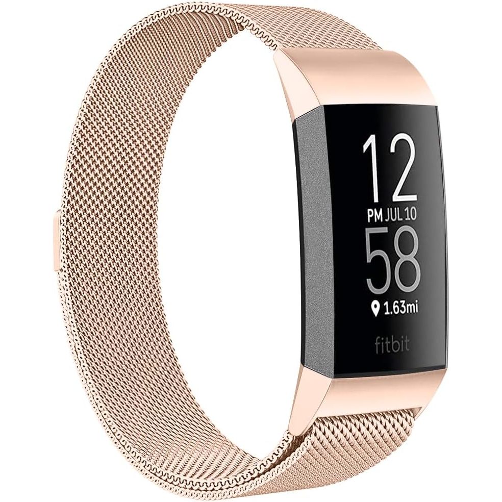 Buy now ZWGKKYGYH Metal Bands Compatible with Fitbit Charge 4/Charge 3/Charge 3 SE, Stainless Steel Mesh Band Replacement Accessories Bracelet Strap for Women Men, Silver Small Large: 6.5" - 9.7" Royal Gold at indiglob india