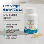 Nordic Naturals Ultimate Omega 2X, 2150mg Fish Oil, Lemon - 120 Count | High-potency 2X formula with EPA & DHA for brain & heart health. Non-GMO soft gels. 60 servings.