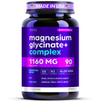 Thinbi Magnesium Glycinate Complex for Women & Men, D3, K2 & Aloe, 90 Caps