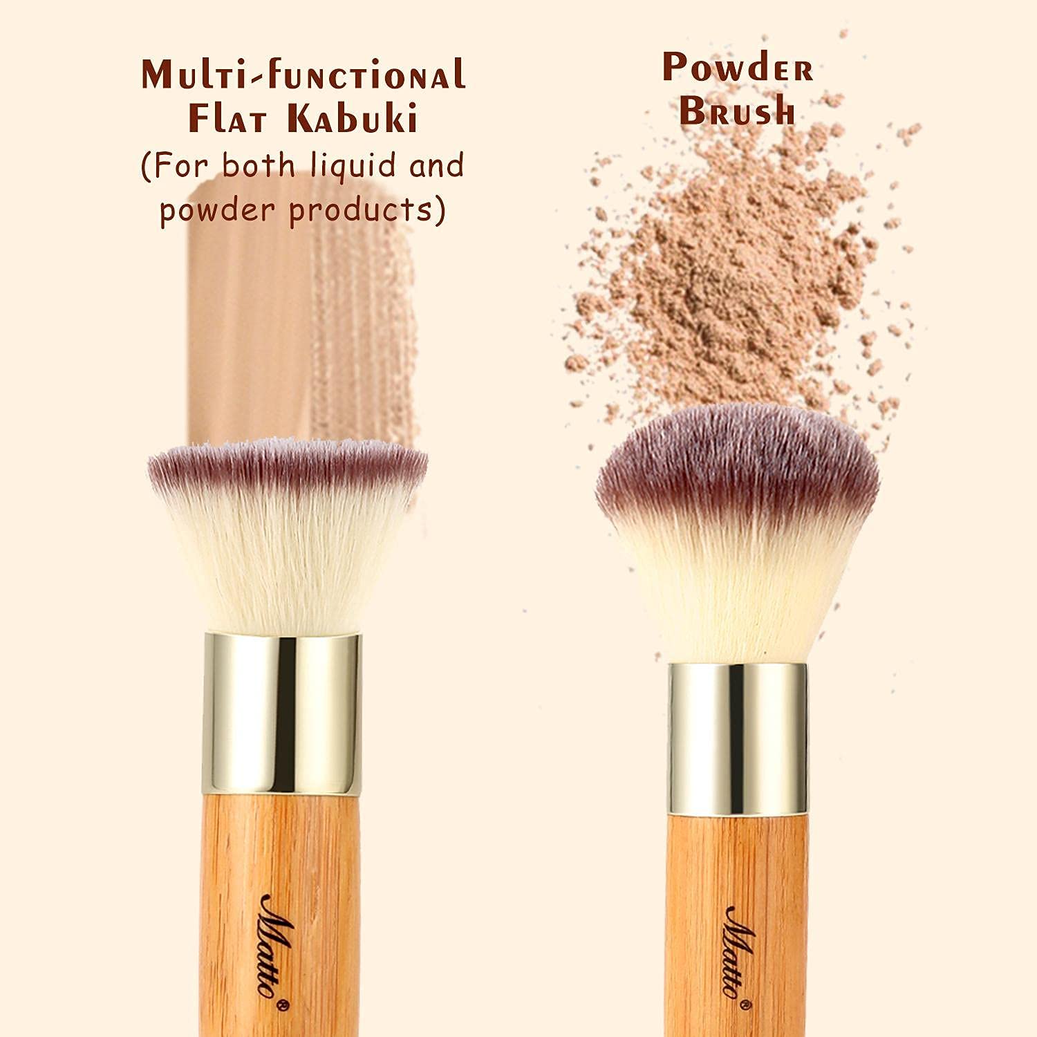 Buy now Matto Makeup Brush Set 2 Pieces Face Blush Kabuki Powder Foundation Makeup Brushes for Mineral BB Cream at indiglob india