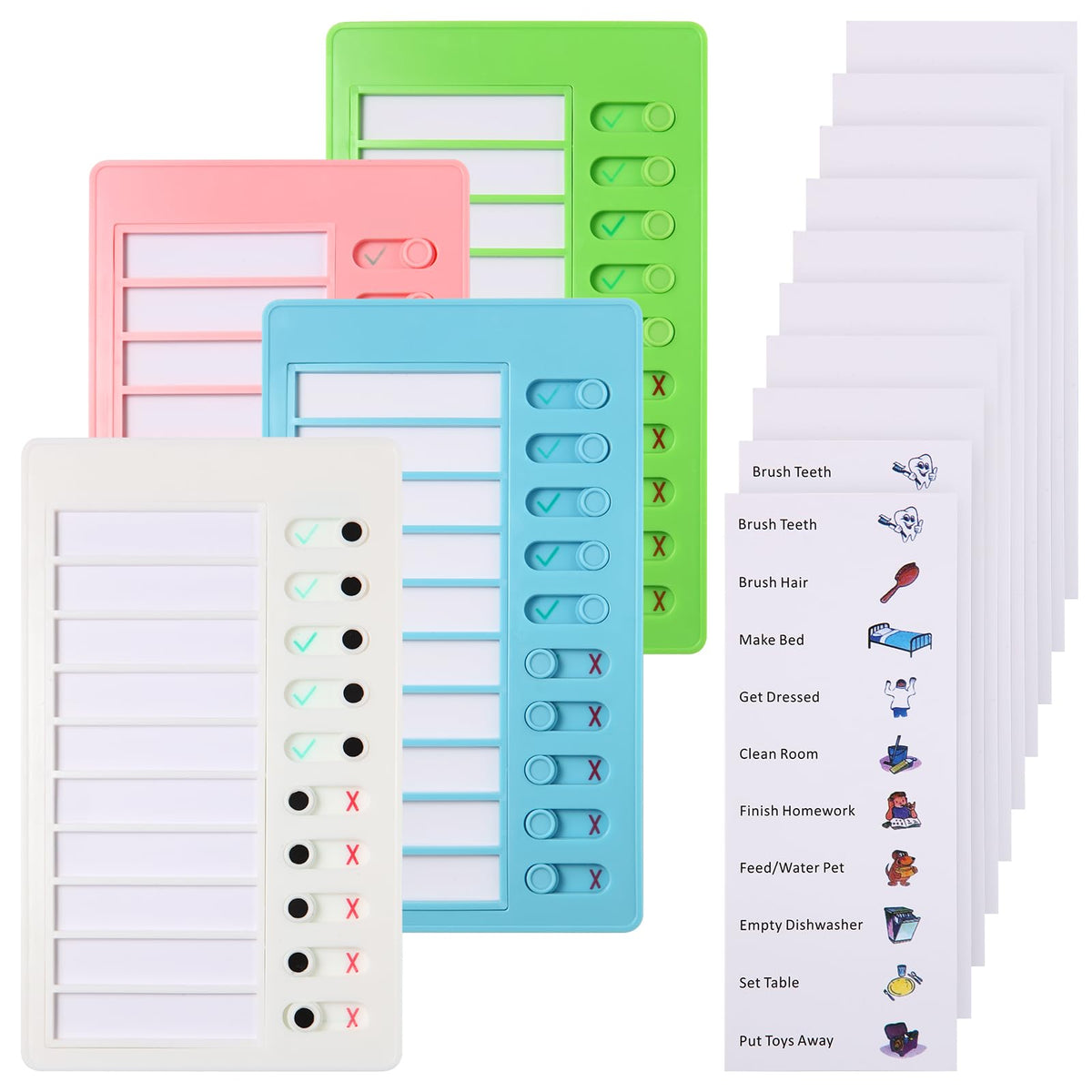 Aleric 4 Pieces Chores Chart for Kids Chore Chart, Sliding Routine Chart to Do List, My Chores RV Checklist Task Planning Board for Kids and Adults, ADHD Tools Routine Visual Schedule Reminder