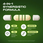 Cata-Kor NMN Supplement – 4-in-1 NAD Supplement with Quercetin | TMG | Resveratrol – NMNH Alternative – Supports Cellular Energy & NAD+ Level – 60 Capsules – Third-Party Tested (1 Pack)