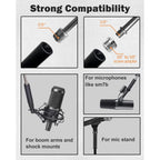 Buy now Mic Stand Extension Tube, 5/8" Female to 5/8" Male Microphone Extension Pipe Microphone Stand Extender with 2 Screw Aadpters for Desk Boom Arm Stands, 2Pcs at indiglob india