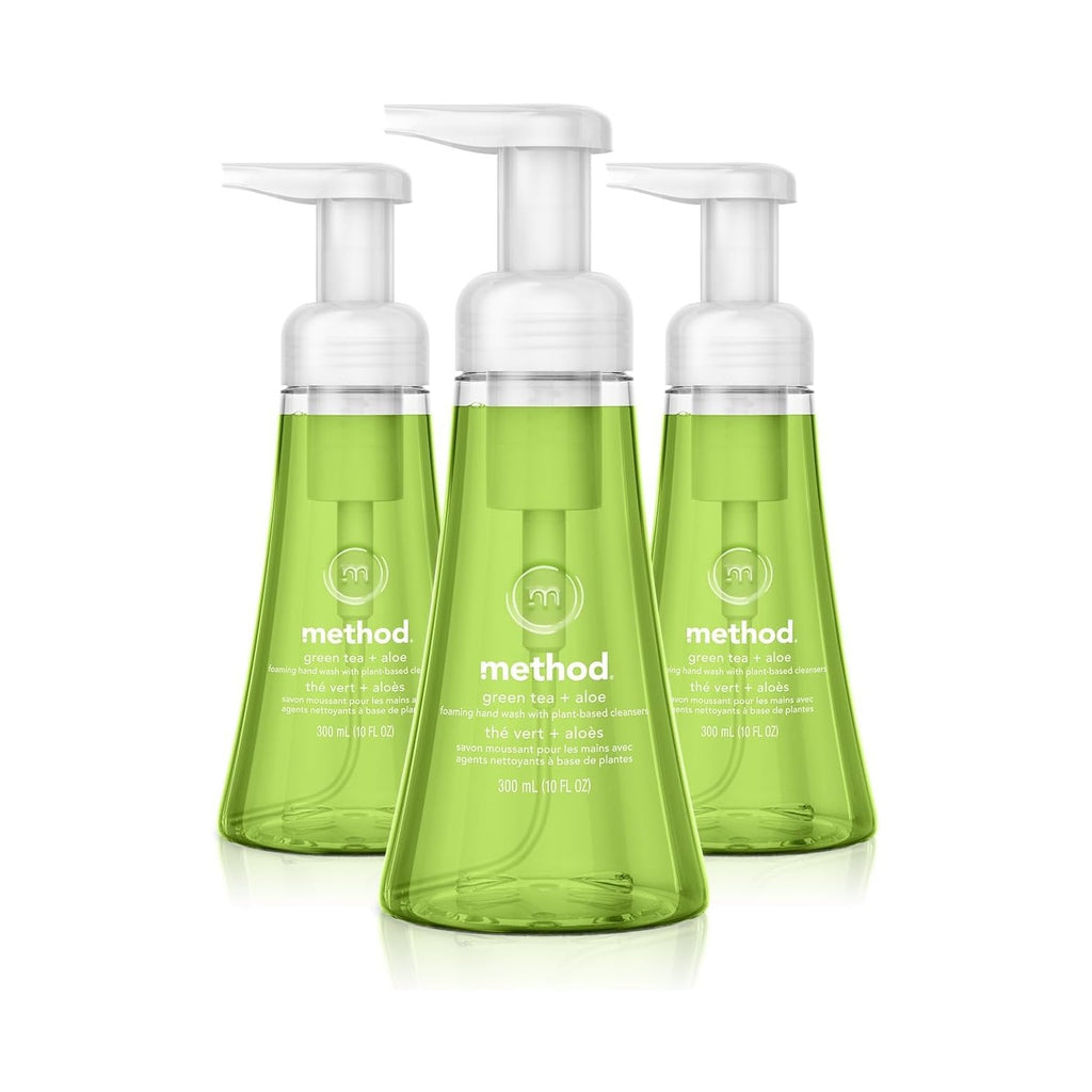 Method Foaming Hand Soap, Green Tea + Aloe, 10 Ounce (Pack of 3)