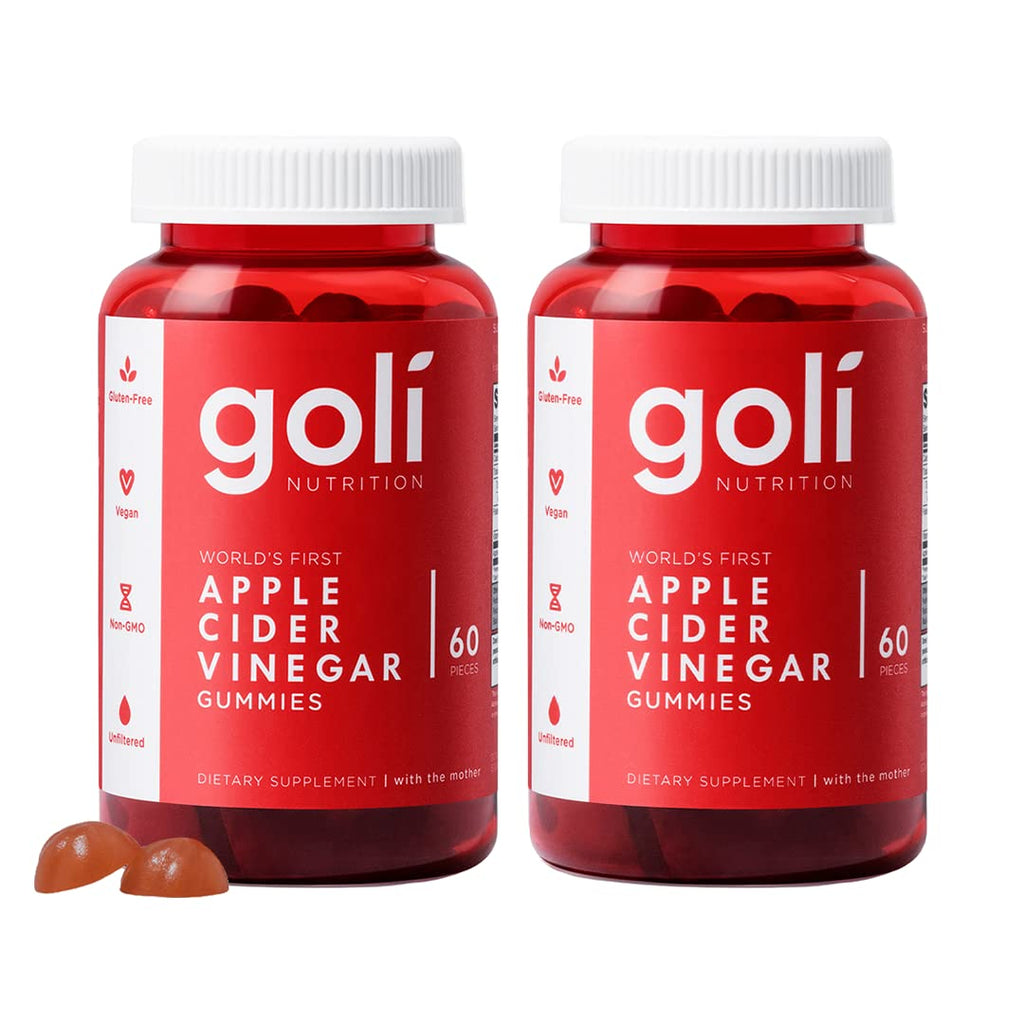 Goli Apple Cider Vinegar Gummies - Worlds First ACV Gummy with Vitamin B12, Beetroot & Pomegranate - Vegan, Non-GMO, Gluten-Free, 120 Count (2 Pack)
