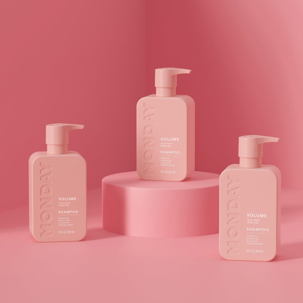 MONDAY HAIRCARE Volume Shampoo + Conditioner Set (2 Count) 12 oz. For Thin, Fine, and Oily Hair Made with Coconut Oil, Ginger Extract, and Vitamin E 100% Recyclable Bottle