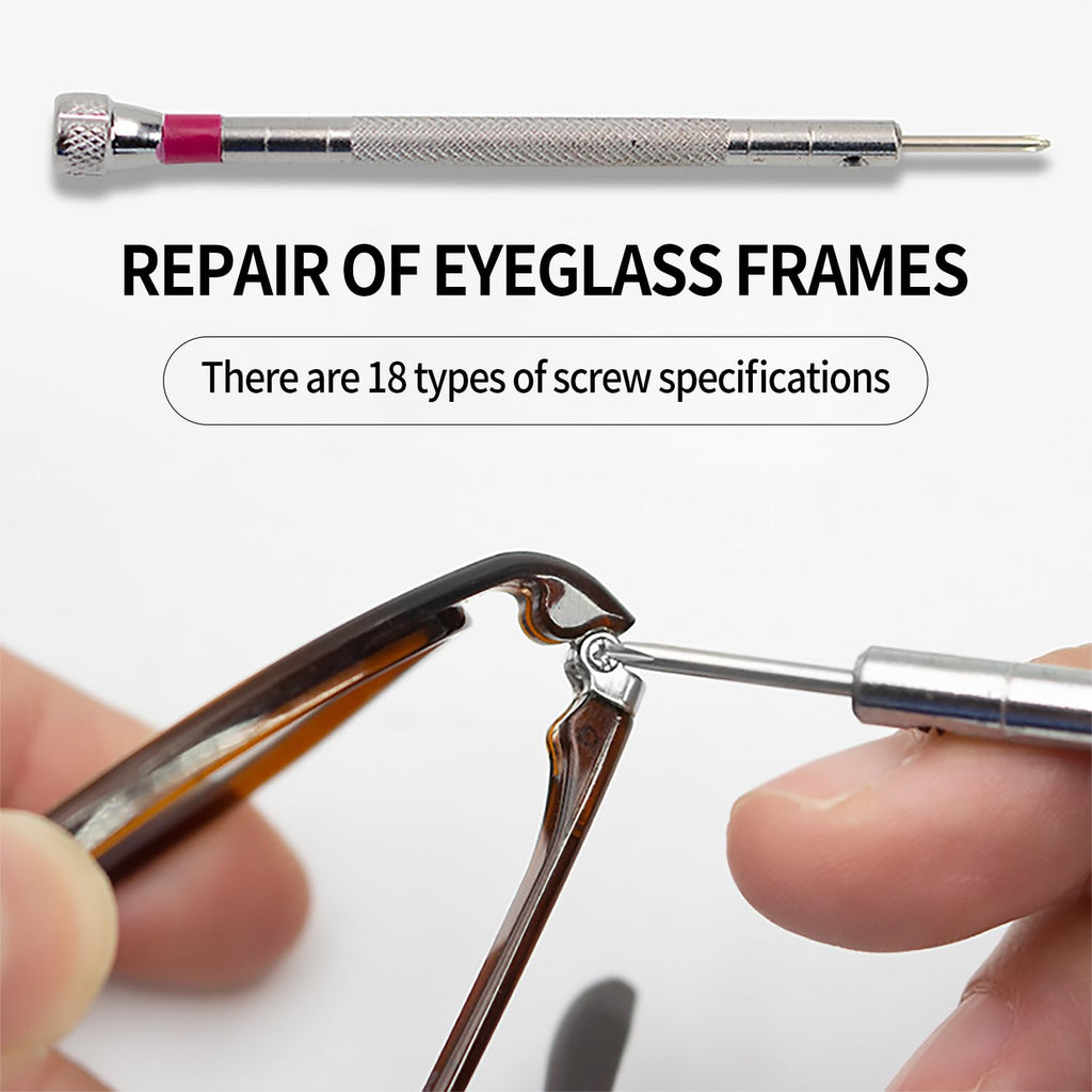 500-Piece Silver Micro Screw Repair Kit 18-Size Stainless Steel Tiny Screws with Screwdriver for Glasses, Watches, Jewelry & Electronics