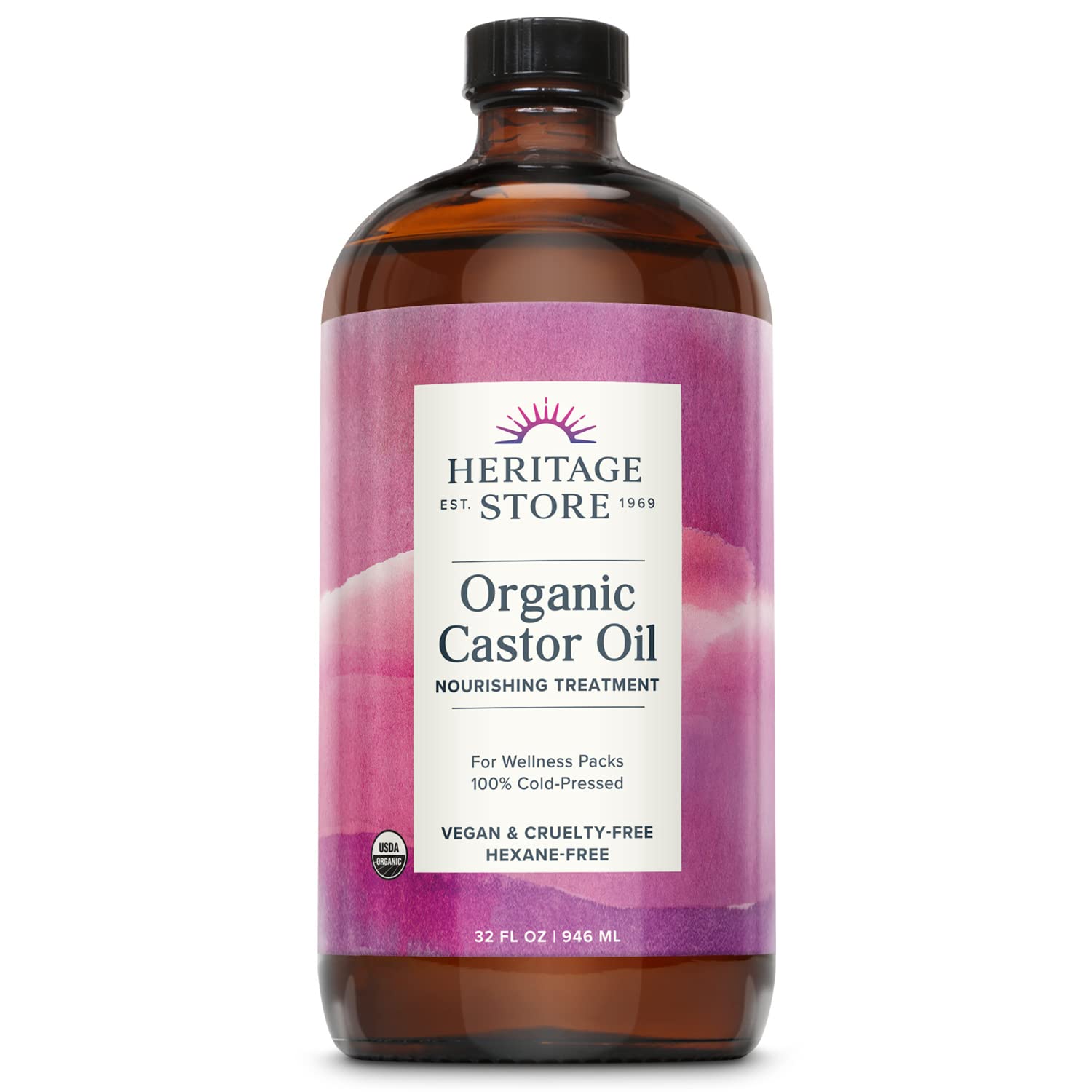 Buy now HERITAGE STORE Organic Castor Oil - Glass Bottle - Nourishing Treatment for Hair and Skin - Eyelash Serum for Eyelashes, Brows, Castor Oil Packs - Cold Pressed, Hexane Free, Vegan 16oz 32 Fl Oz (Pack of 1) Unscented at indiglob india