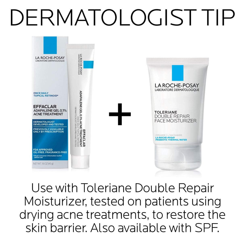 La Roche-Posay Effaclar Adapalene Gel 0.1% Acne Treatment, 1.6oz | Retinoid cream acne medication gel for blackheads and whiteheads. Oil free formula helps clear blemishes and clogged pores.