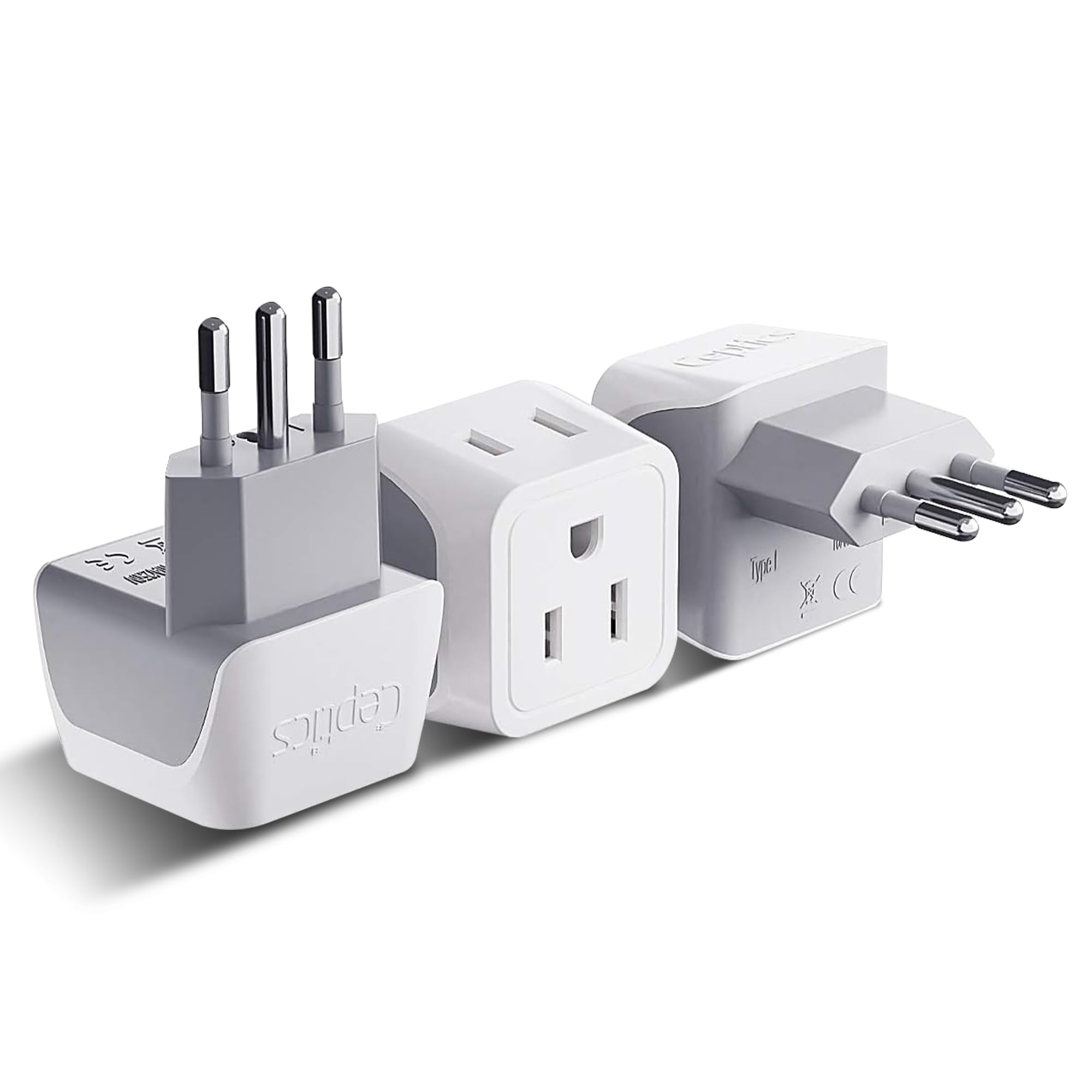 Buy now Ceptics Schuko Germany, France Plug Adapter, Dual Input - Ultra Compact Light Weight - Usa to Russia, South Korea Travel Adaptor Plug - Type E/F (3 Pack) Type L - Italy, Chile, Libya 3 Pack at indiglob india