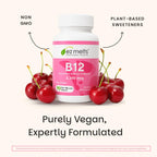 EZ Melts Dissolvable B12 Methylcobalamin 2,500 mcg - Vitamin B12 for Energy & Immune Support - Non-GMO, Vegan & Gluten-Free - Red Cherry - 90 Sublingual Tablets (90 Servings)