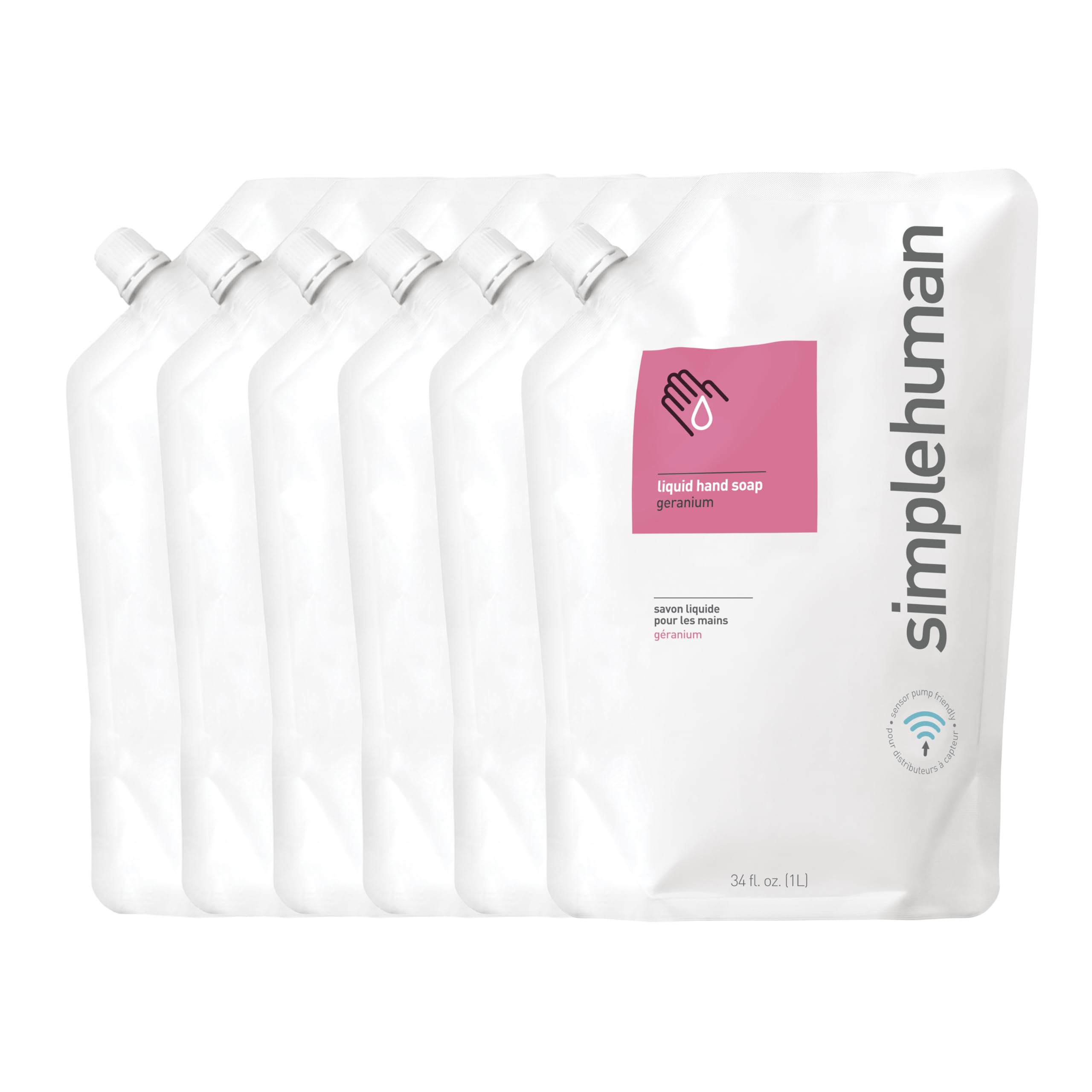 Buy now simplehuman Fragrance Free Moisturizing Liquid Hand Soap Refill Pouch, 34 Fl. Oz, Pack of 6 at indiglob india