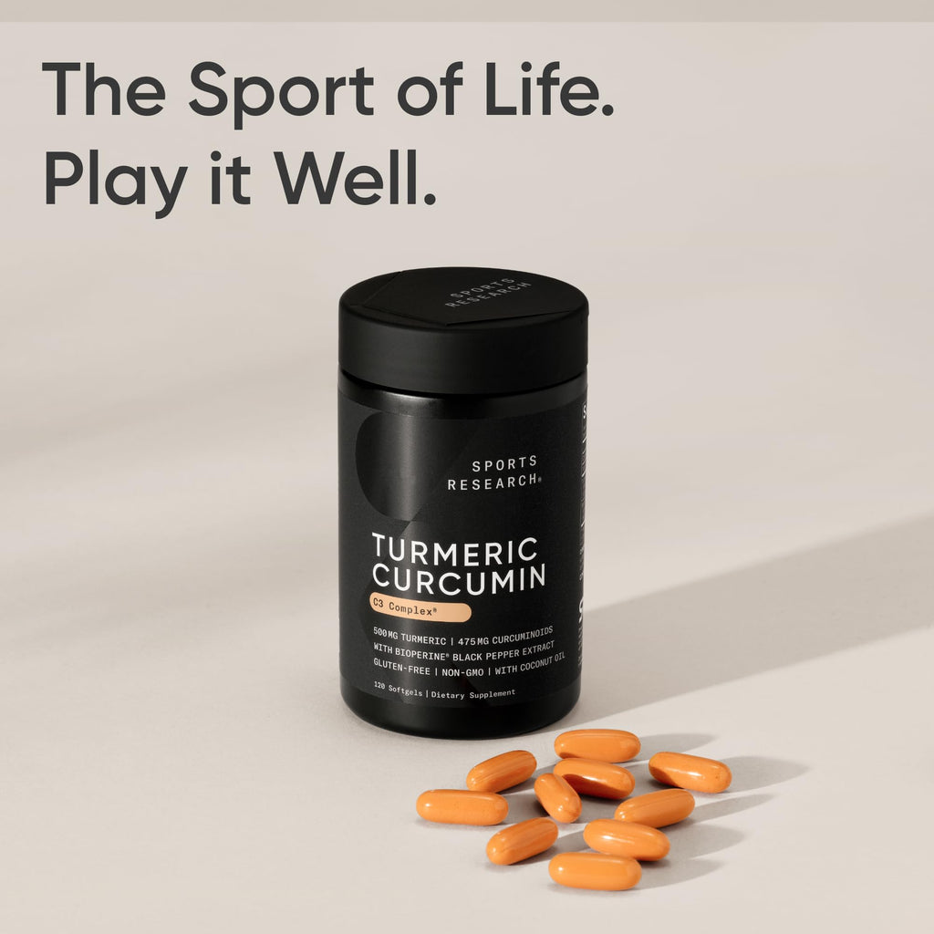 Sports Research® Turmeric Curcumin w/Coconut Oil & BioPerine® - 120 Count | Made with Curcumin C3 Complex® 500mg | Standardized to 95% Active Curcuminoids | Non-GMO, Gluten-Free - 120 Softgels