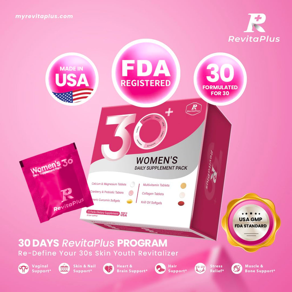 RevitaPlus Multivitamin for Women Daily Pack 60 Servings | Vitamin A,B,C,D3,E,K2,Biotin, Collagen, Krill Oil, Cranberries, Vitamin Packs for Women Energy,Wellness,Beauty and Immune