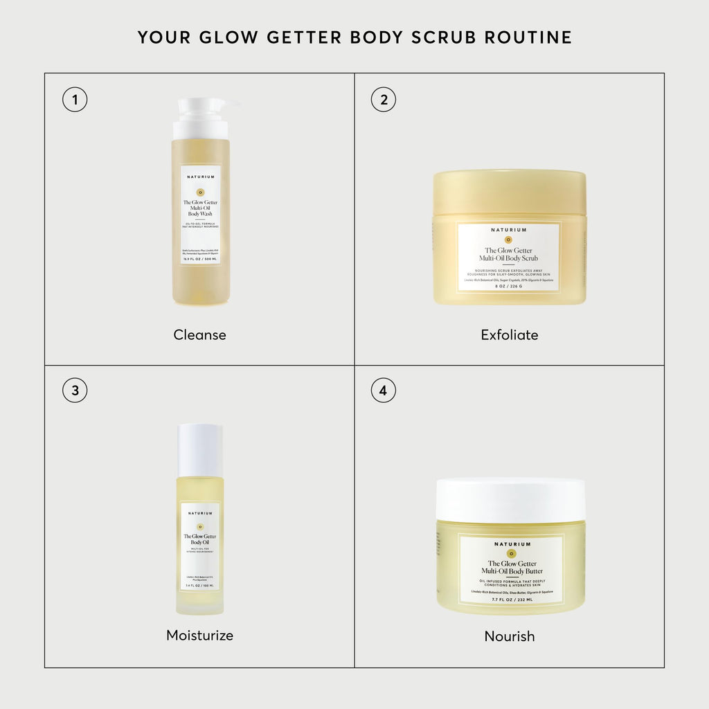 Naturium Glow Getter Body Scrub, Exfoliating Sugar Crystals with Linoleic-Rich Oils, Glycerin & Squalane, 226 g / 8 oz