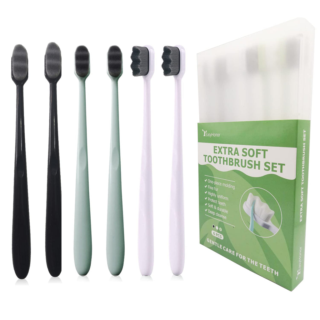 Buy now EasyHonor Extra Toothbrush for Sensitive Gums, Micro Fur Manual Toothbrush with 20000 Soft Floss Bristle for Pregnant Women, Elderly, Braces and Gum Recessions, Protect Fragile Gums (6 Pack) at indiglob india