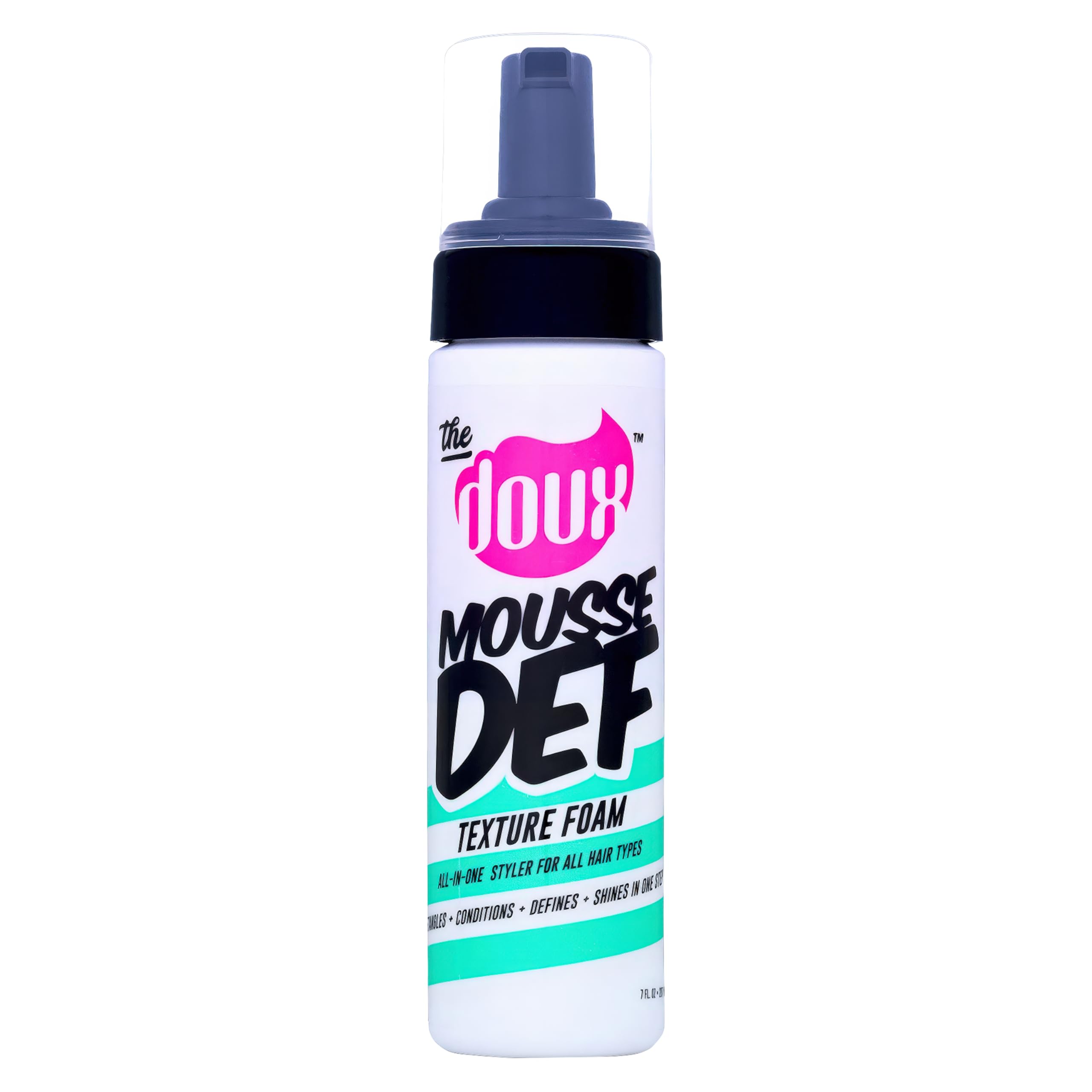 The Doux MOUSSE DEF Texture Foam, Multi-Use Styling Mousse, 7 oz | Styles, Conditions, Defines & Volumizes with Brilliant Shine, For All Curl Types & Textures, Non-Flaking Formula