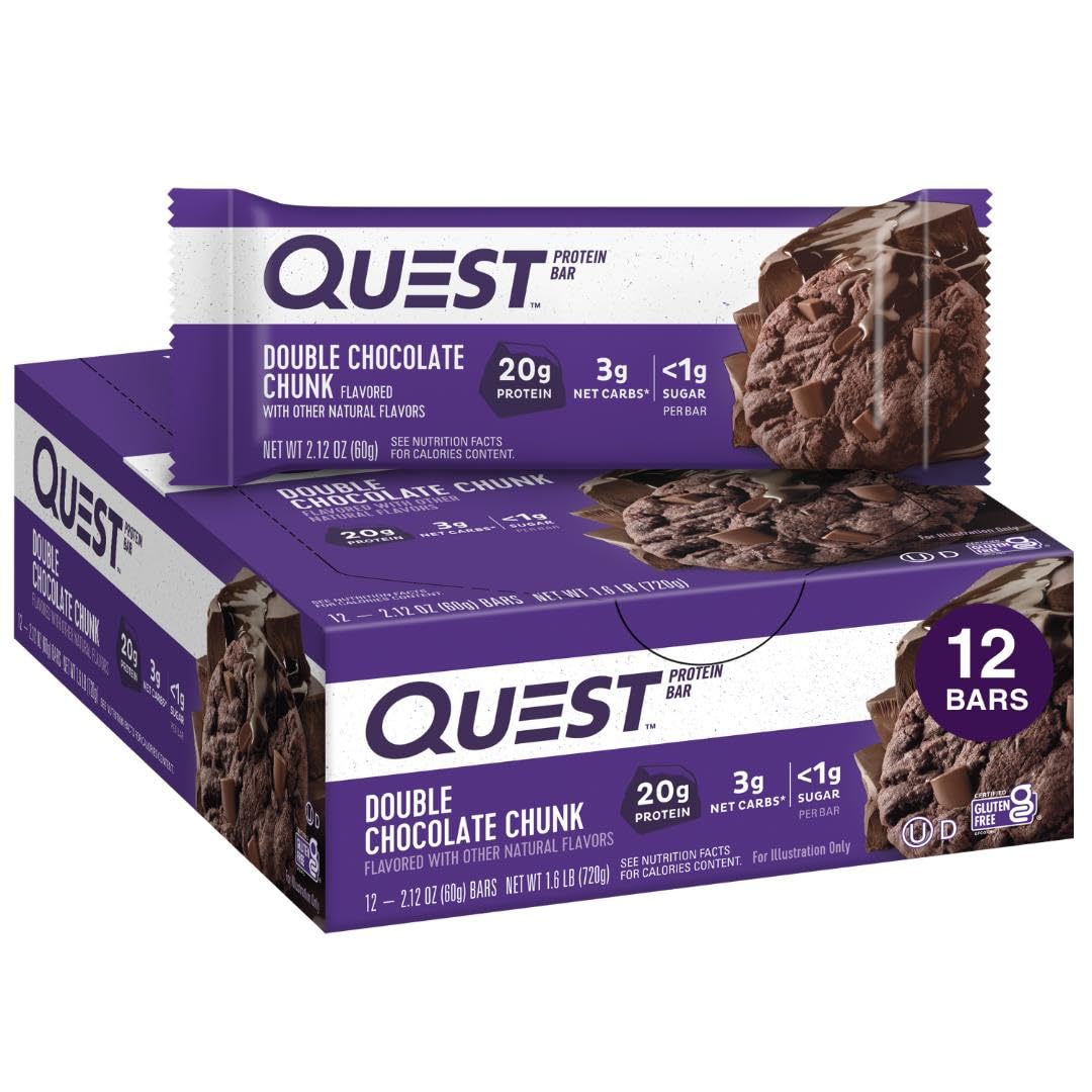Buy now Quest Nutrition Chocolate Brownie Protein Bar, 20g Protein, 1g Sugar, 4g Net Carb, High Fiber, Gluten Free, 12 Count at indiglob india