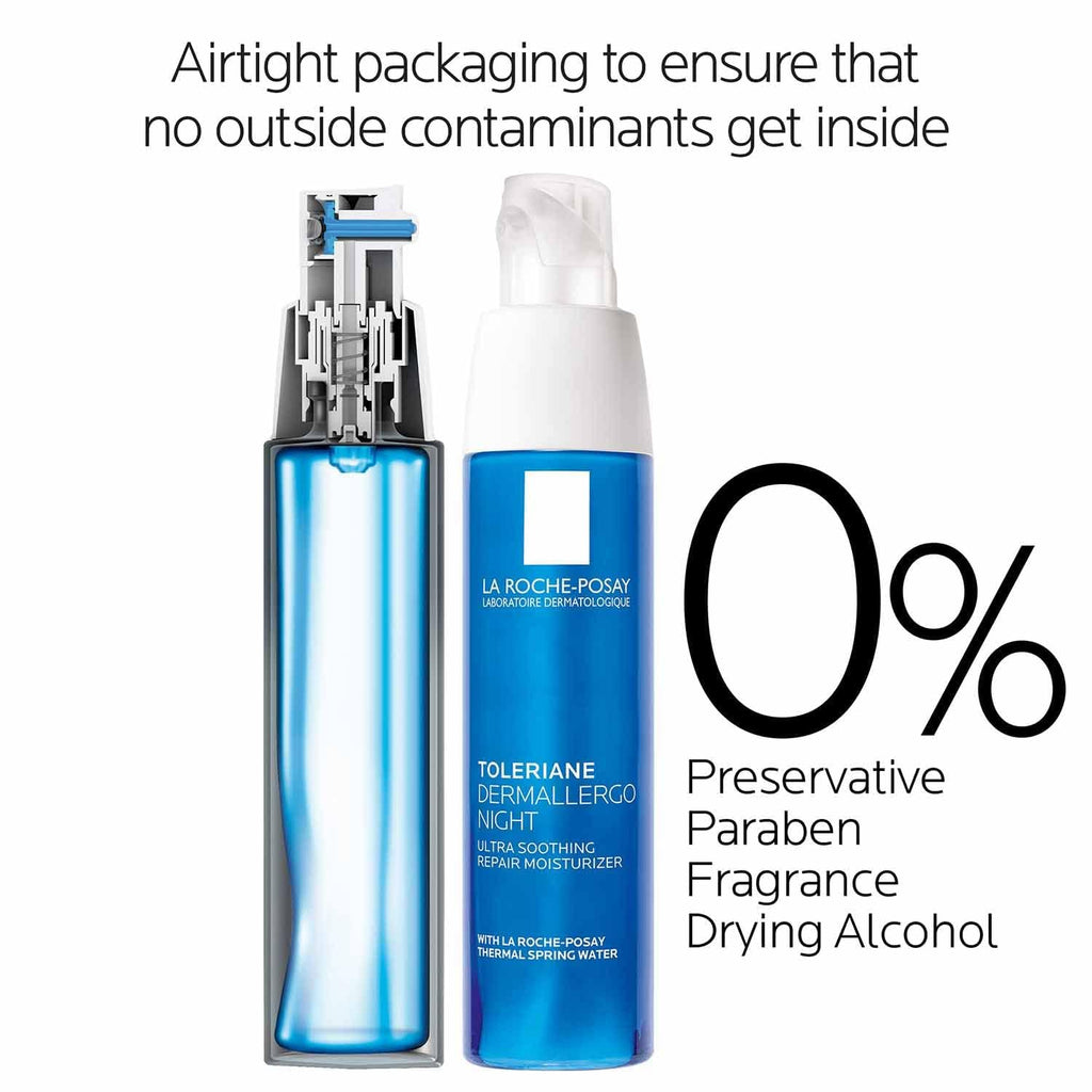 La Roche-Posay Toleriane Dermallergo Night Cream with Vitamin E 1.35oz | Intense soothing night moisturizer for sensitive skin, allergy tested. Formerly Toleriane Ultra Night.