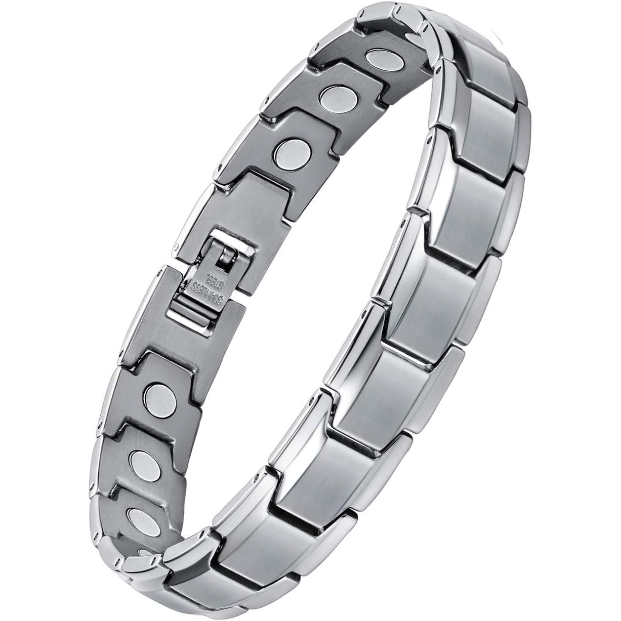 Buy now Feraco Mens Magnetic Bracelet Titanium Steel Magnet Therapy Bracelets with Sizing Tool, Silver Silver at indiglob india
