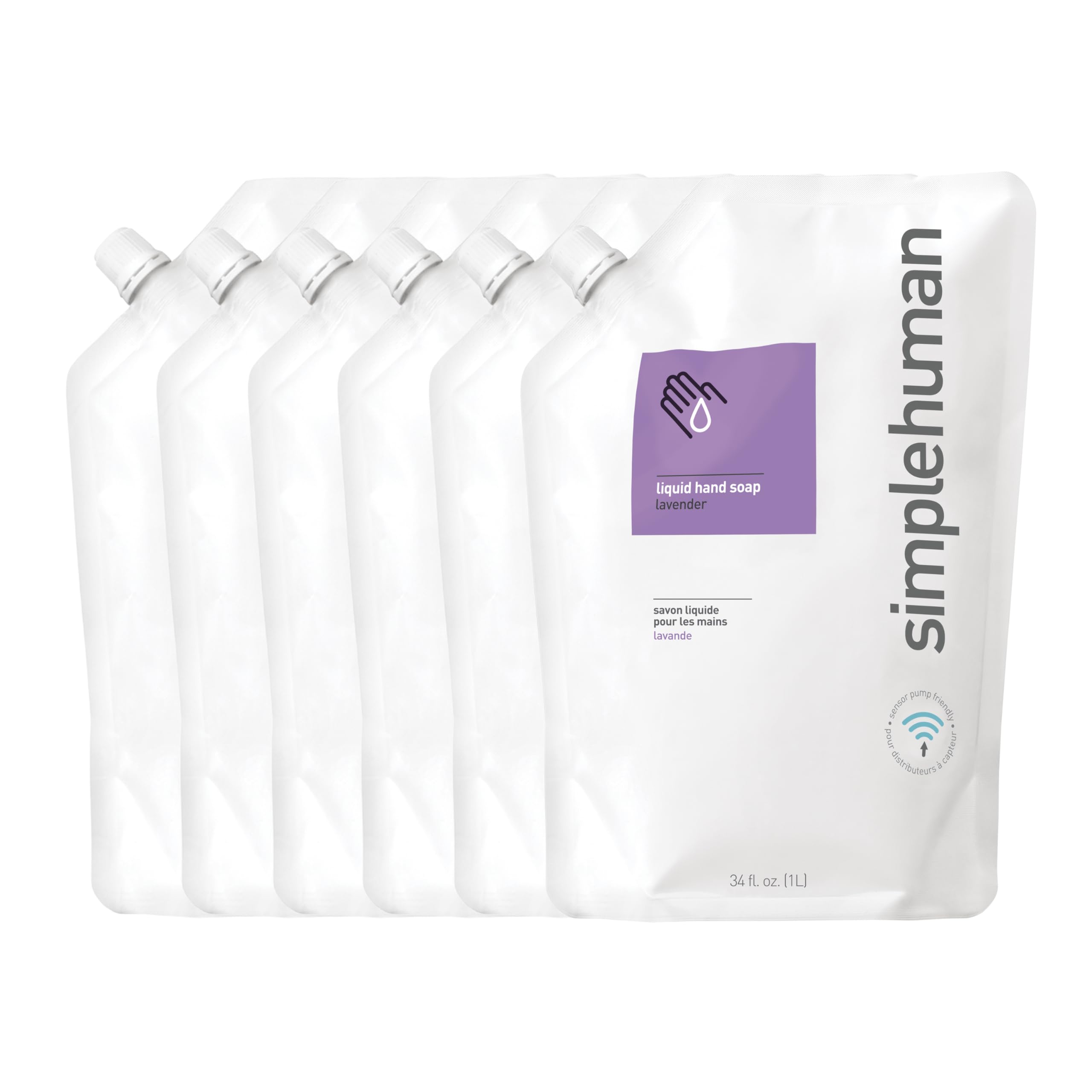 Buy now simplehuman Fragrance Free Moisturizing Liquid Hand Soap Refill Pouch, 34 Fl. Oz, Pack of 6 at indiglob india