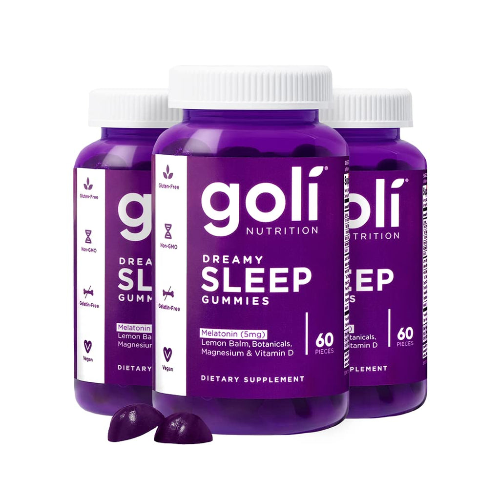 Goli Dreamy Sleep Gummy - 60 Count - Melatonin, Vitamin D, Magnesium, and Lemon Balm Extract - Gelatin-Free, Gluten-Free, Vegan & Non-GMO