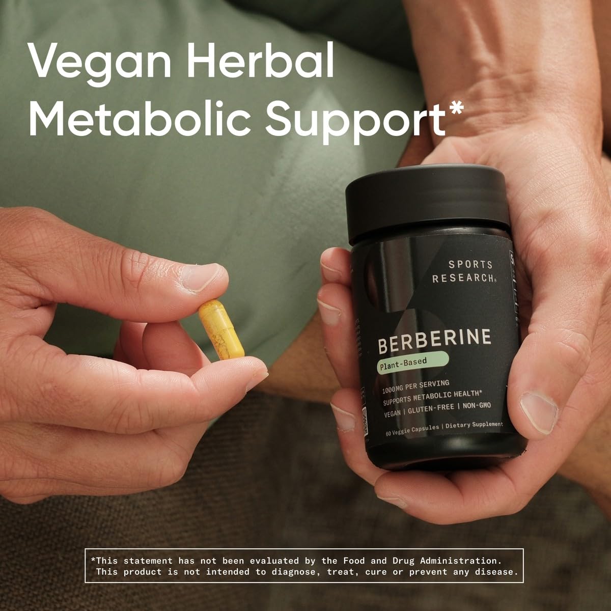 Sports Research® Berberine 1000mg, 60 Veggie Capsules | Herbal Ayurvedic Metabolic Health Support | Vegan Certified, Gluten-Free, Non-GMO - 30 Servings