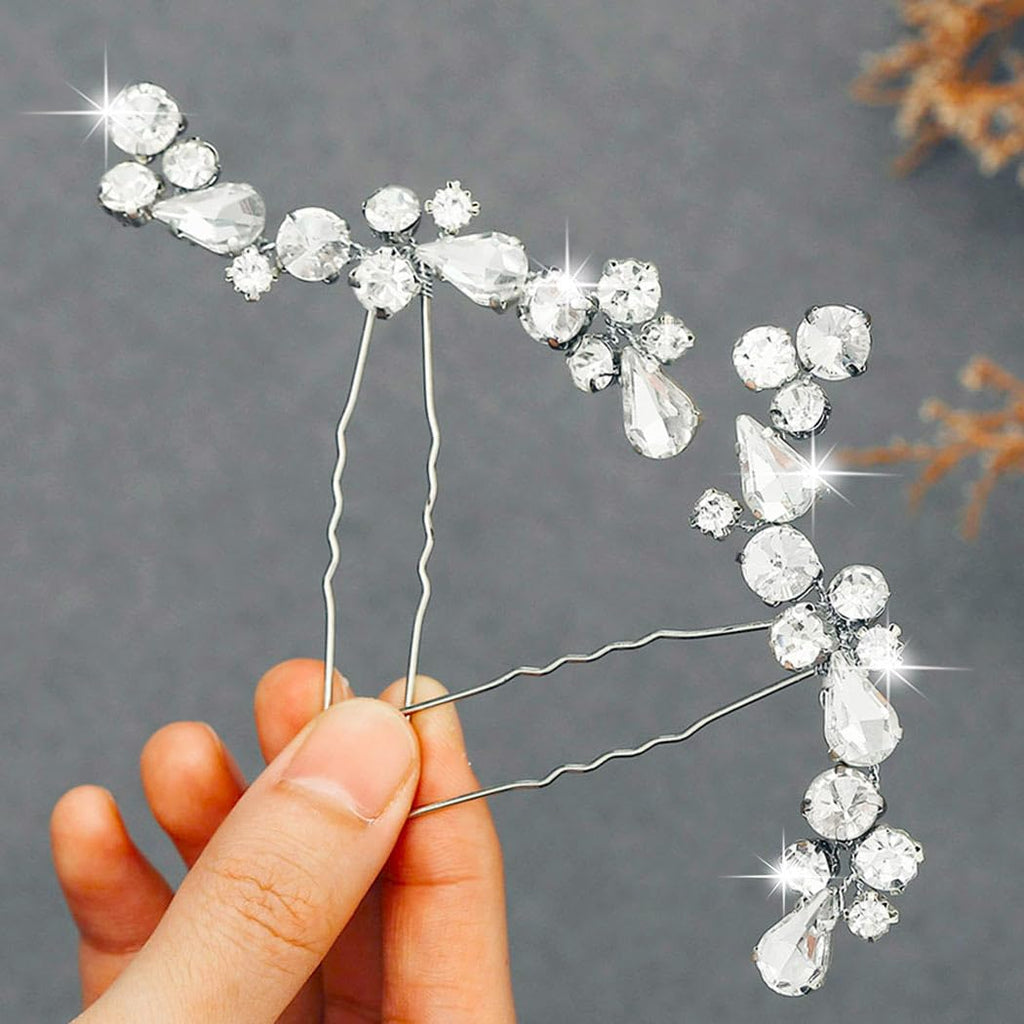 Buy now Easedaily Rhinstone Bride Wedding Hair Pins Silver Crystal Bridal Hair Pieces Hair Accessories for Women and Girls (pack of 2) (A-Silver) at indiglob india