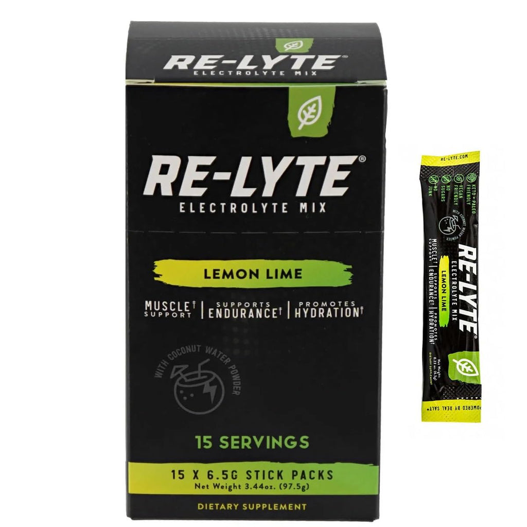 RELYTE Re-Lyte Electrolyte Drink Mix Lemon Lime 15 Servings Packets 3.44 oz.