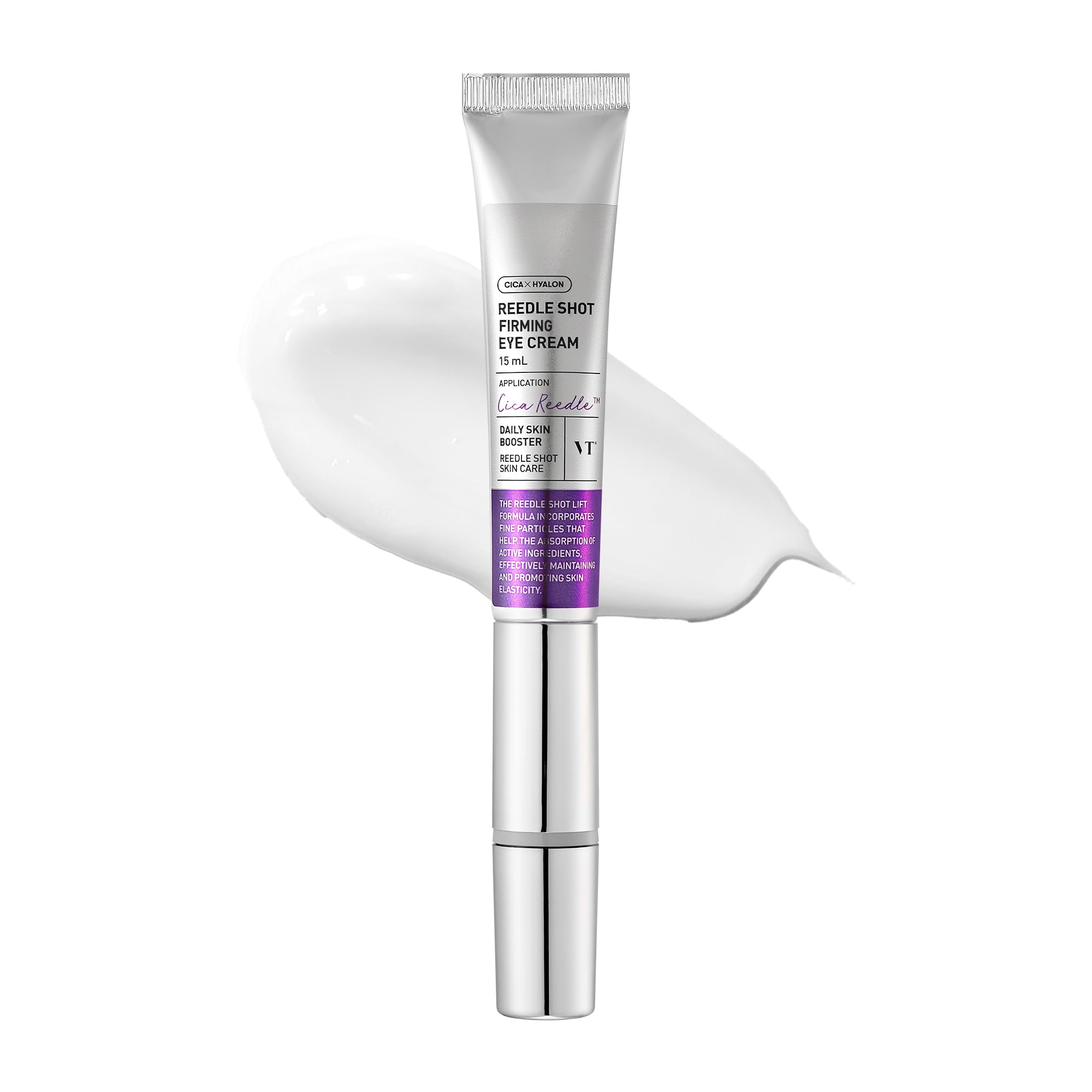 VT COSMETICS Reedle Shot Firming Eye Cream, 0.51 fl oz/15ml | 9-Peptide Complex, Bakuchiol & Hyaluronic Acid, Vibrating Metal Applicator for Puffiness, Fine Lines & Wrinkles