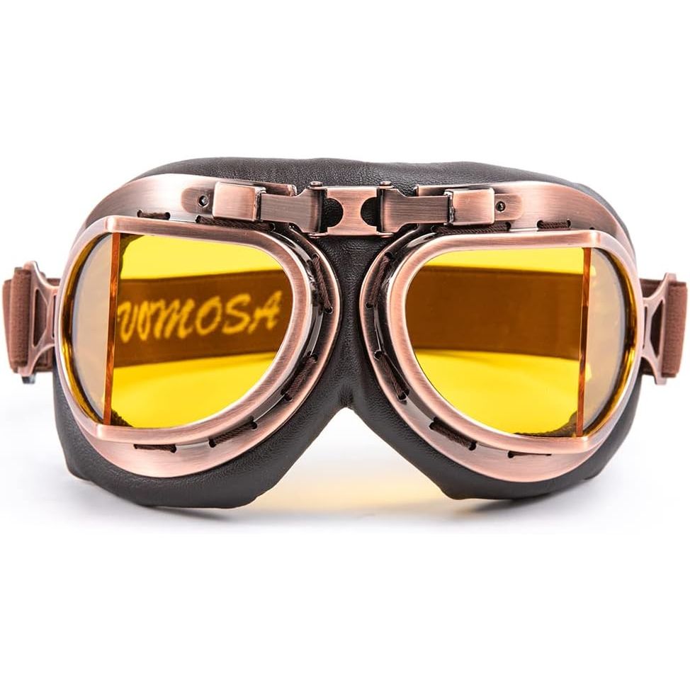 Buy now evomosa Motorcycle Goggles Vintage Pilot Style Cruiser Scooter Goggle Outdoor Sand Goggles Bike Racer Cruiser Touring Eyewear for Half Helmet Copper Yellow at indiglob india
