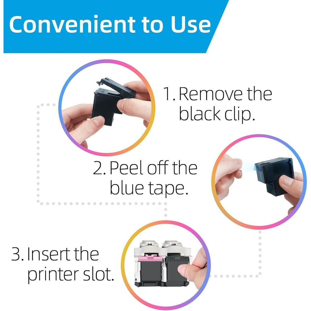 Upgraded Chip 67XL Ink Cartridges Compatible for HP 67 Ink Cartridges Black/Color Combo Pack Work with DeskJet 2855e 2827e 2800e 4255e 2755e 2700 4155e 4227e 2700e 2734e 2852e Envy 6055e 6000 Printer