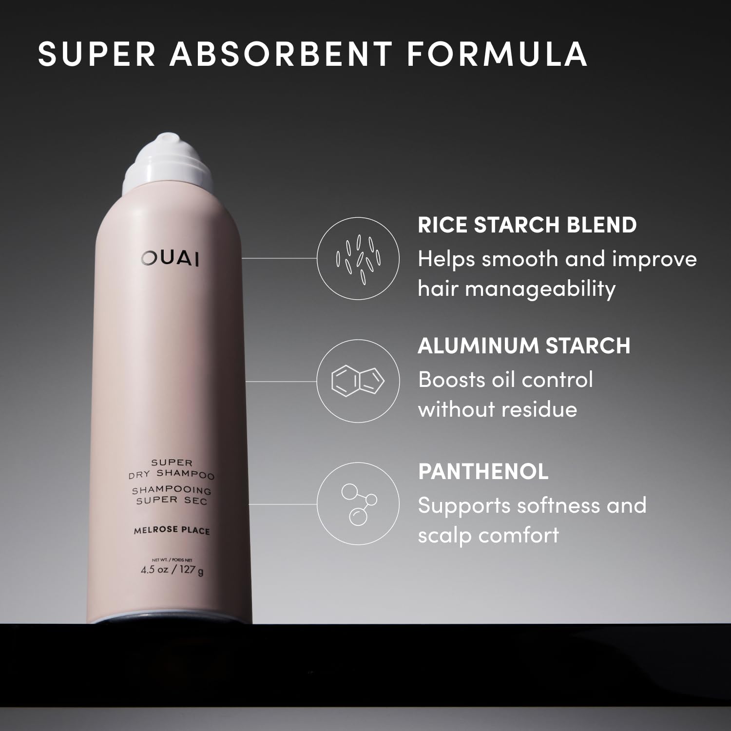 OUAI Super Dry Shampoo - Travel Size - Melrose Place (2 Oz) | Volumizing Dry Shampoo, Absorbs Oil, Dirt & Sweat, Blends Seamlessly with Zero Residue, Long-Lasting Scent