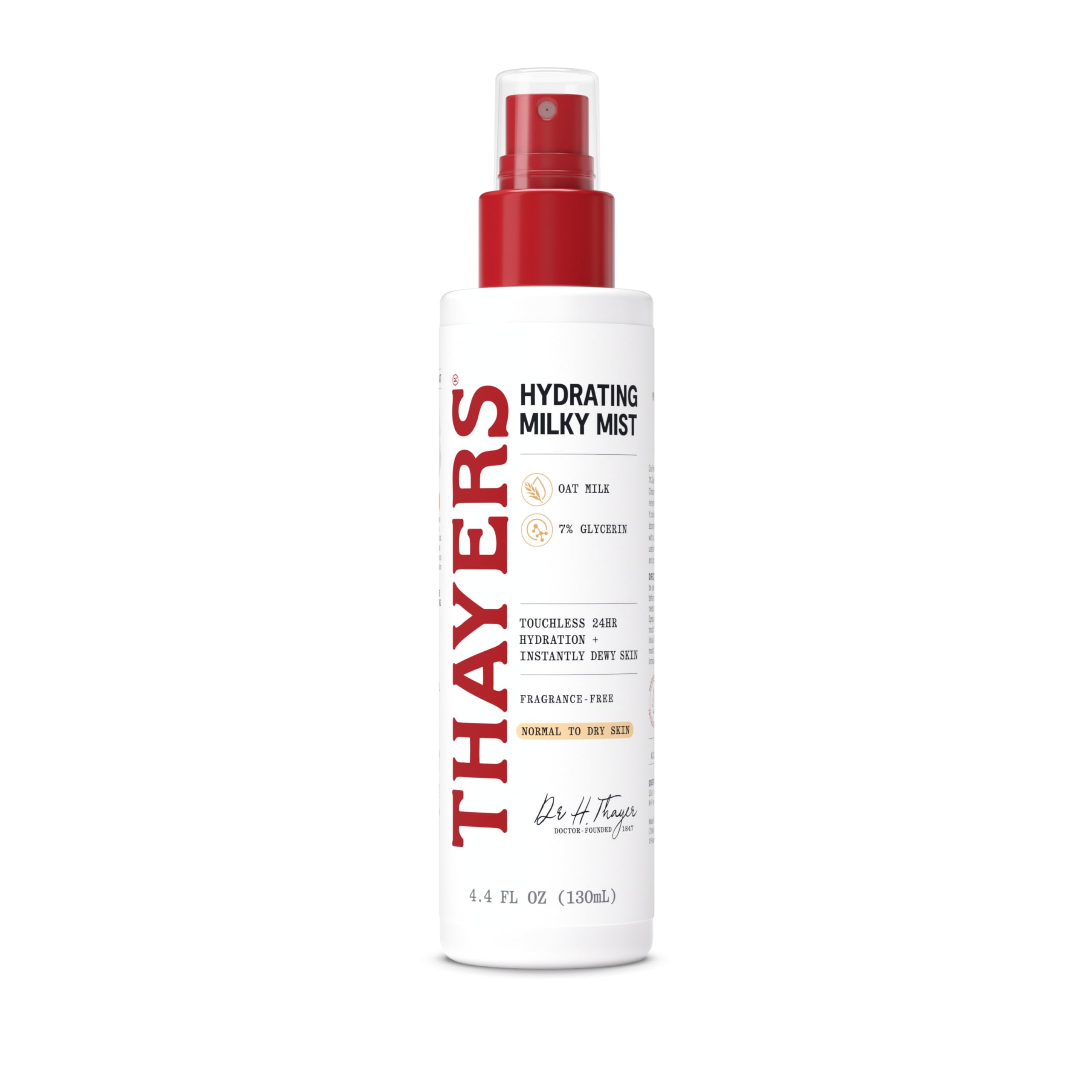 THAYERS Milky Mist with Oat Milk & 7% Glycerin, Facial Spray for Skin Barrier Repair & 24 Hour Hydration, Toner Spray Made for All Skin Types, Fragrance-Free, 4.4 fl oz