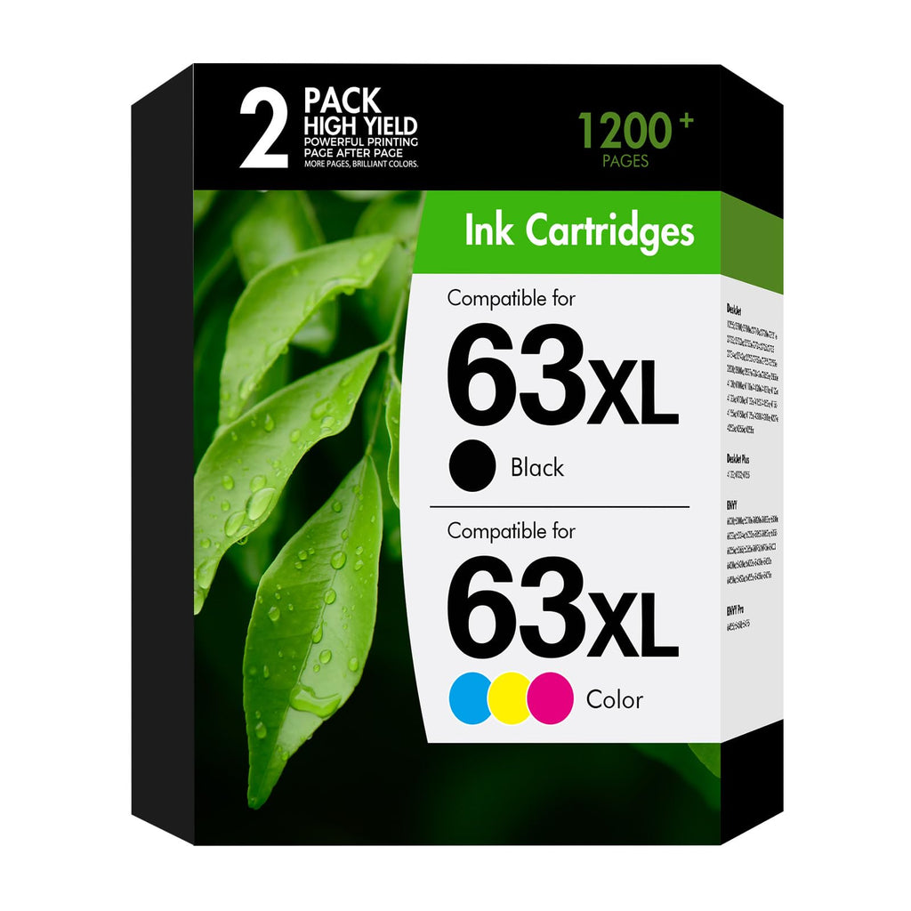 63 63XL XL 4520 3830 Ink Cartridge Black and Color Combo Pack Compatible for HP63XlBlack and Color for HP Printers Envy 4520 4512 Officejet 3830 4650 5258 5255 4655 5200 Deskjet 2130 Printer