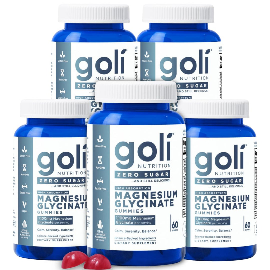 Goli Zero Sugar Magnesium Gummies - 125mg Magnesium (from Magnesium Glycinate) with Vitamin D 60 Count Each (3 Pack, 180 Total) - No Artificial Sweeteners, No Sugar Alcohols - Vegan, Gluten-Free