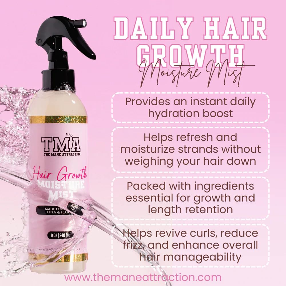 The Mane Attraction Hair Growth Moisture Mist for All Hair Types, 8 Fl Oz
