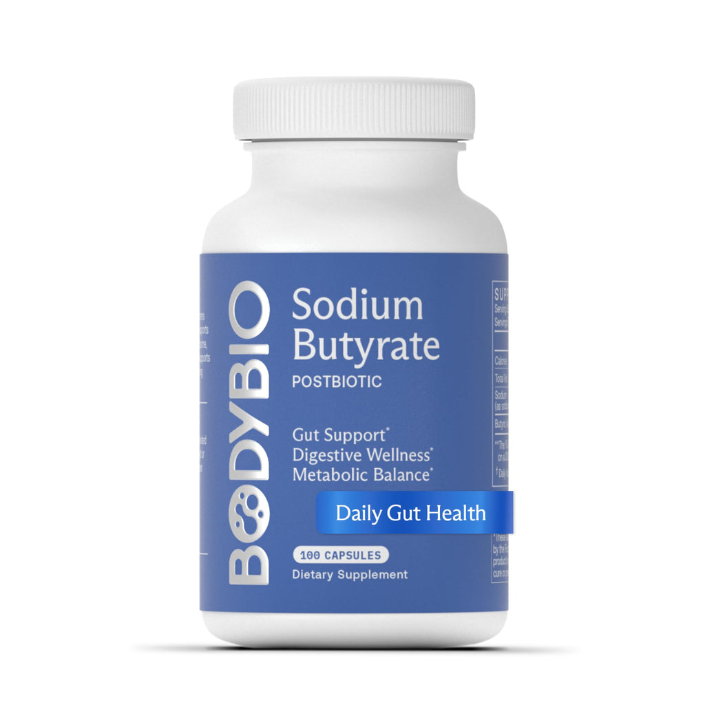 BodyBio Butyrate Sodium- Postbiotic for Gut & Digestive Support | Gut Health, Digestive Support, Bloating, Gas & Constipation Relief, Leaky Gut Repair