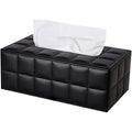 Buy now High-end Fashion PU Leather Tissue Box Holder Business Black, Rectangular Napkin Holder Drawer Paper Dispenser, Home Office Car Tissue Holder with Magnetic Bottom (Black Checkered) Black Checkered at indiglob india