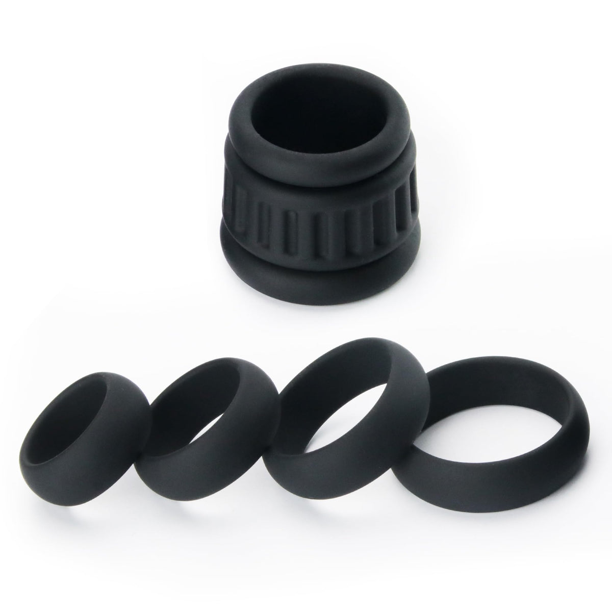 6-Piece Silicone Cock Ring Set, Penis Ring and Ball Stretcher for Men