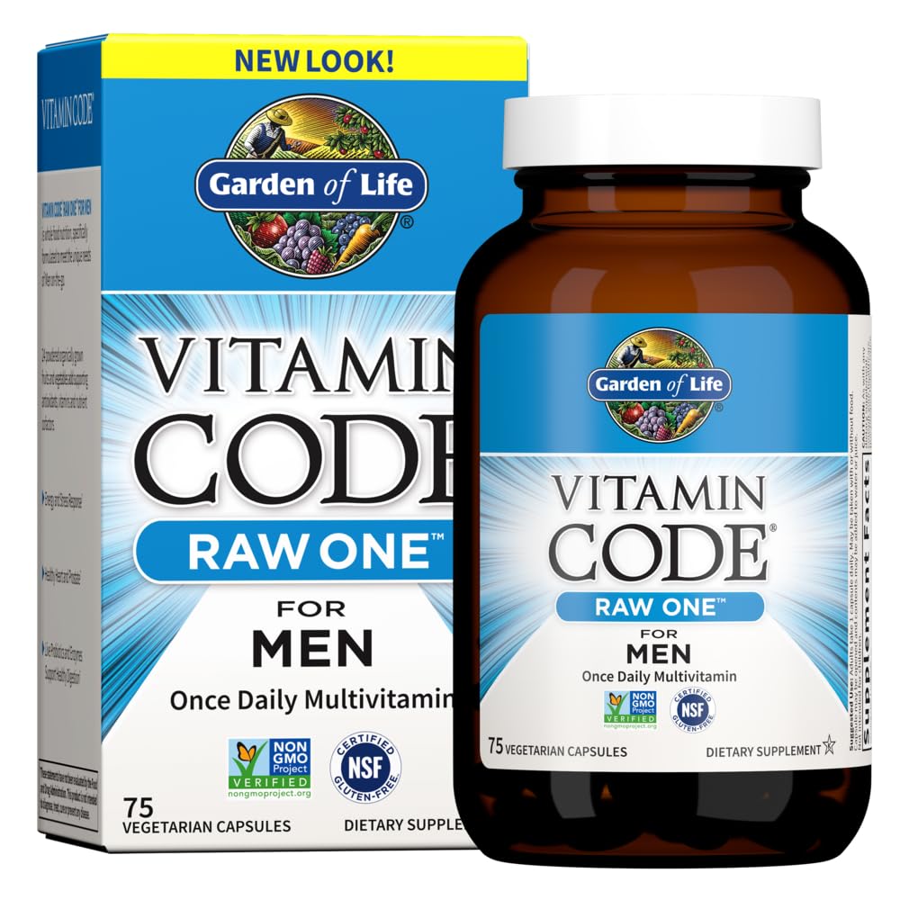 Garden of Life Vitamin Code Raw One for Men, Once Daily Multivitamin, 30 Capsules, One a Day Mens Vitamins plus Fruit, Veggies & Probiotics for Mens Health, Vegetarian Multivitamins