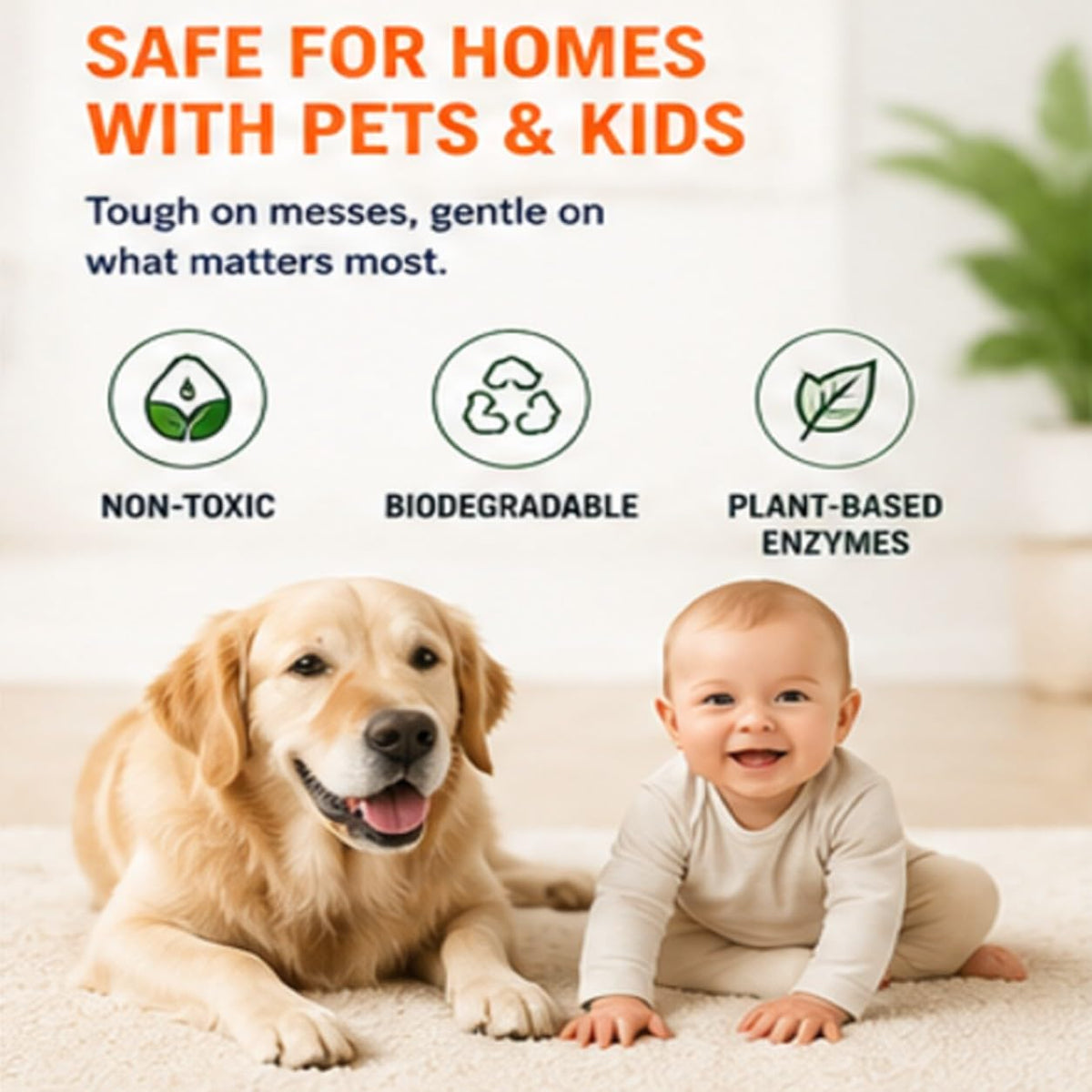 Multi-Purpose Probiotic Enzyme orange Cleaner, 1/2 Gallon (64 oz.) - Pet Stain and Odor Remover - Concentrated - Professional & Home Strength Drains, Floors, Bathrooms, Toilets Trash Can, Made in USA