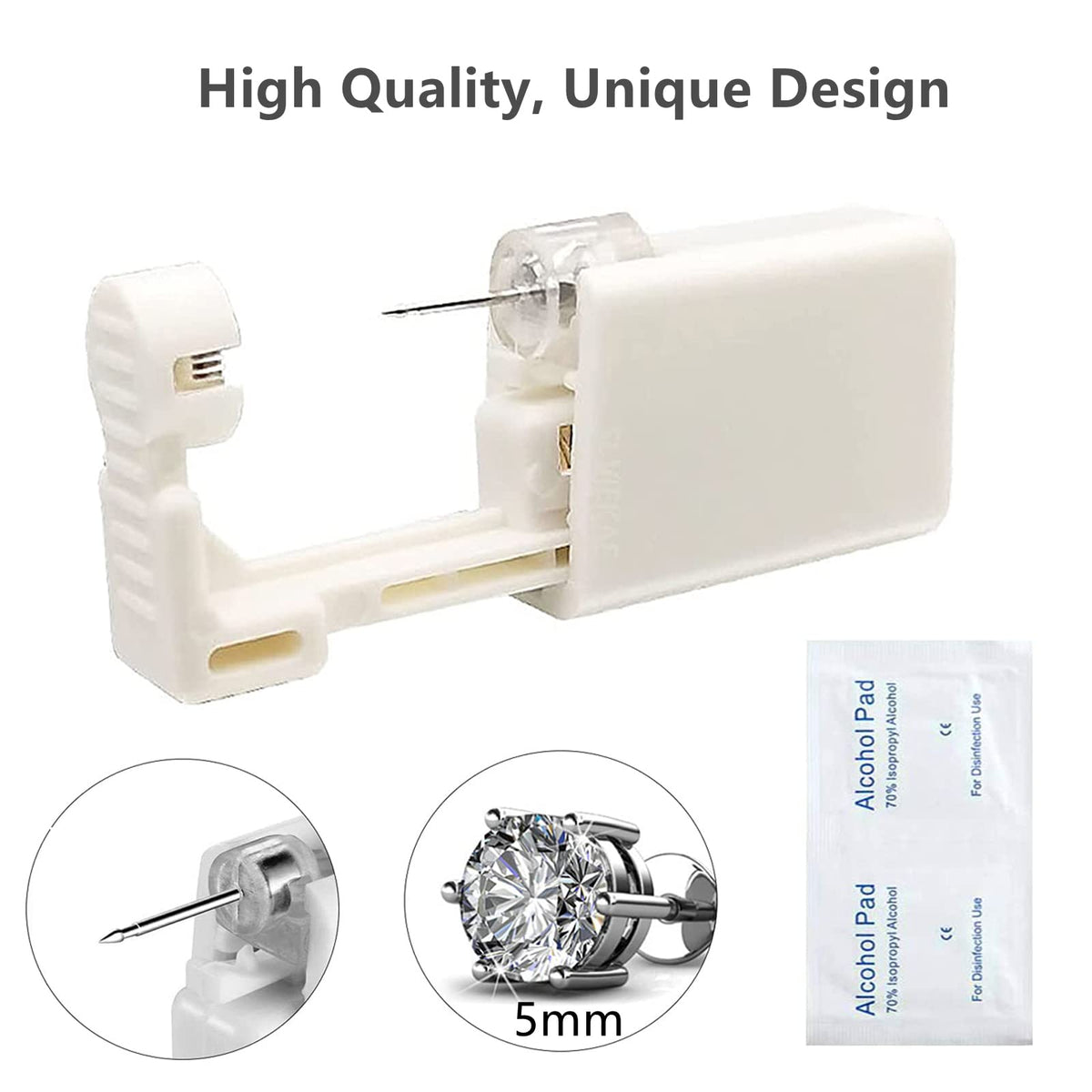 HYJLPAF Ear Piercing Kit, 4 Pack Self Piercing Gun with 5mm Earring Studs