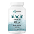 Micro Ingredients Niacin 500mg Per Serving, 400 Capsules | Flush Free B3 Vitamins | Double Strength Essential B Vitamin Supplement | Skin Care Health & Energy Support | Non-GMO, Gluten Free