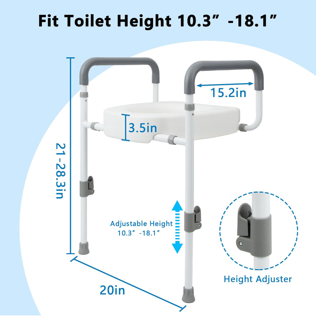 Toilet Seat Risers for Seniors with Handles, 3.5-inch Rise
