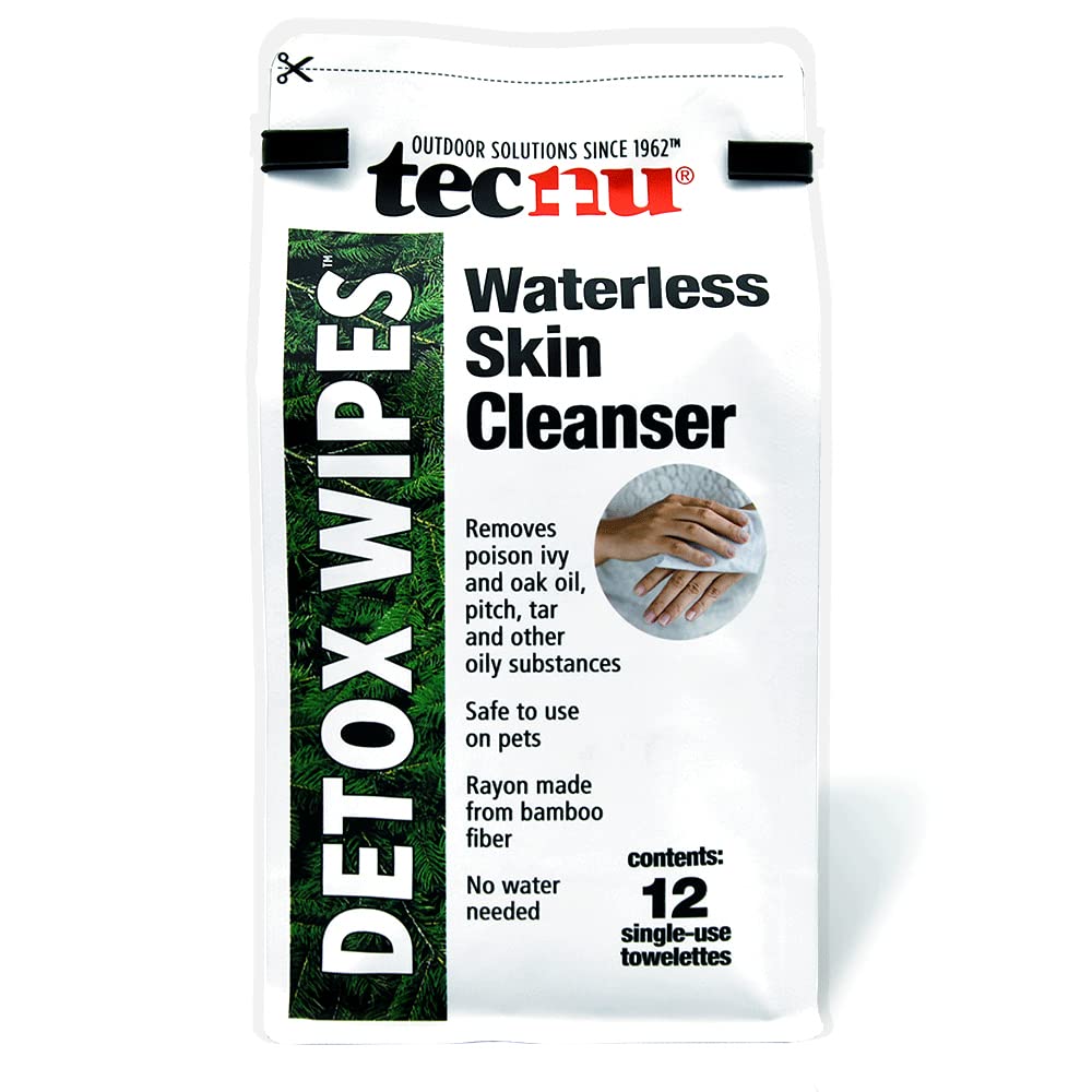 Tecnu Detox Wipes, Poison Ivy Wipes, Large Individual Wipes Remove Rash Causing Oil from Skin, Waterless, Also for Poison Oak and Poison Sumac, 12 Count