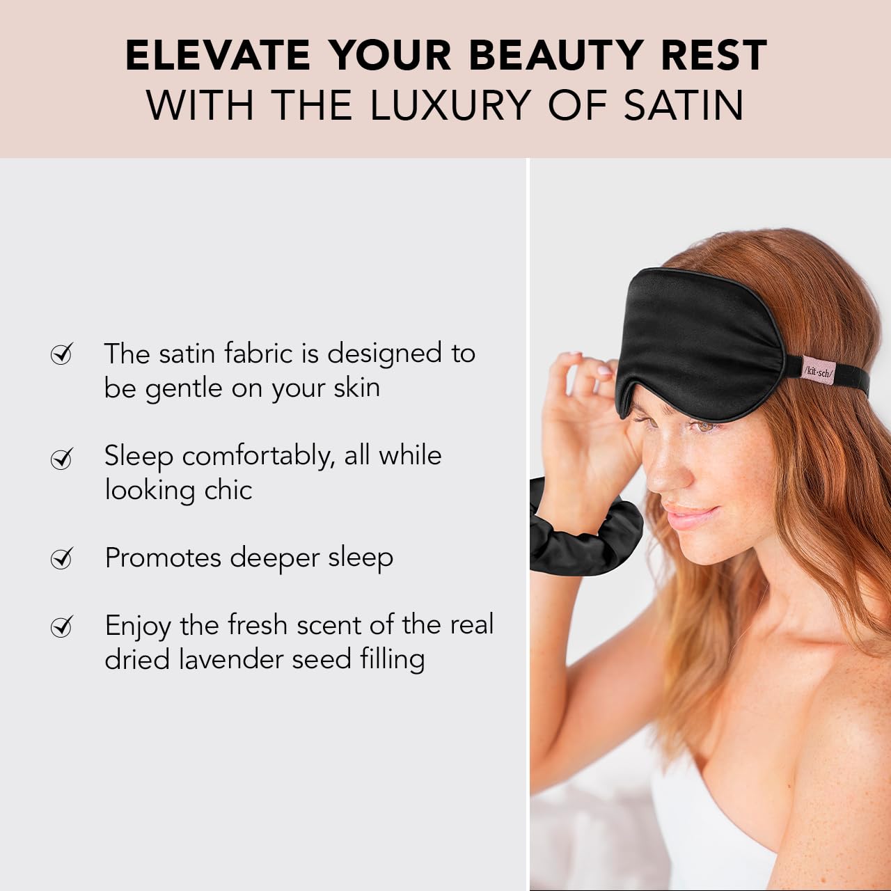 Buy now Kitsch Weighted Satin Sleep Mask - Weighted Eye Masks for Sleep and Travel - Lavender Sleeping Mask for Women and Men - Light Blocking, Adjustable Strap, Ultra-Soft (4.1oz/116g) at indiglob india