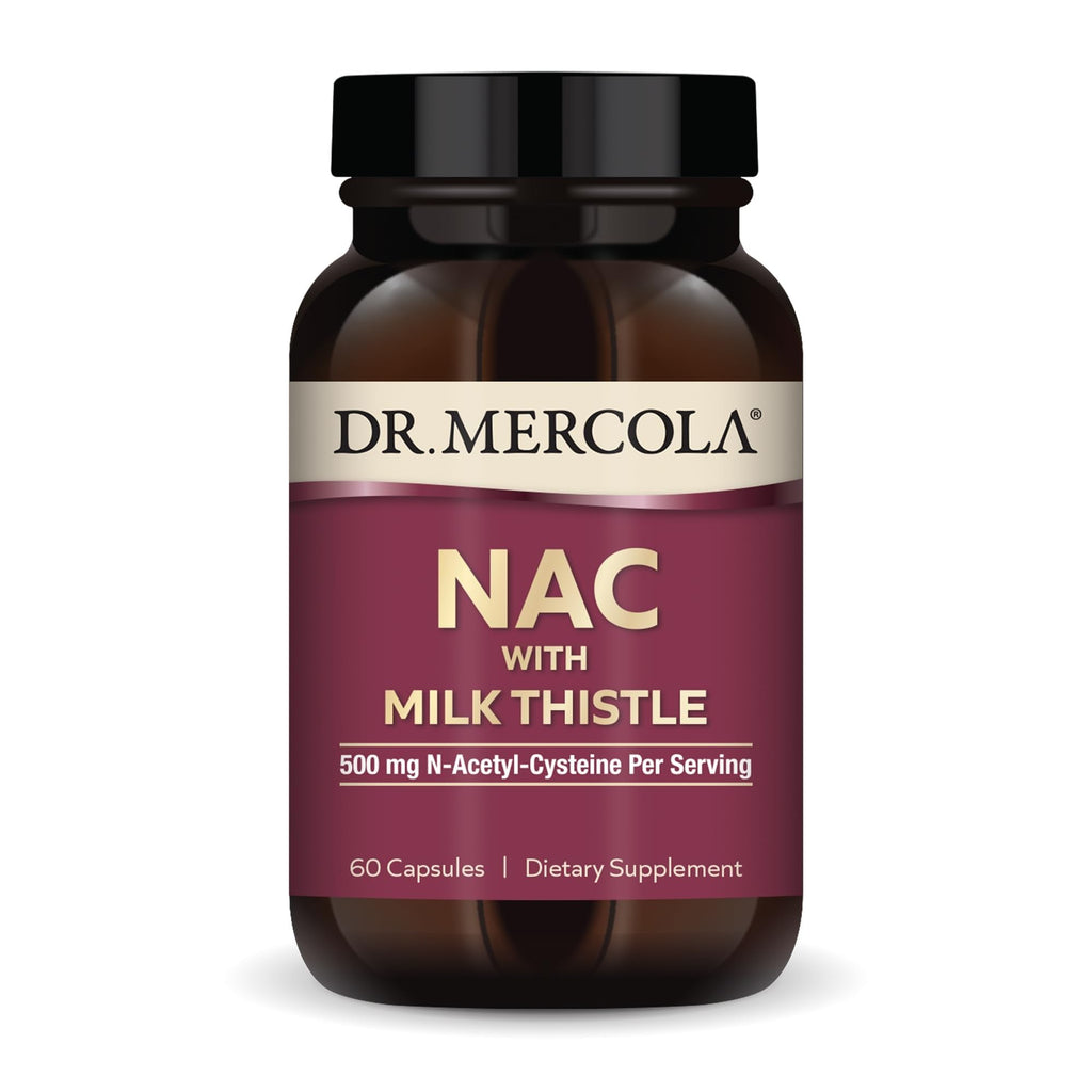 Dr. Mercola NAC with Milk Thistle, 500 mg, 60 Capsules (30 Servings) | Supports Normal Detoxification, Liver, and Cellular Health with Milk Thistle and Broccoli Sprout, Non-GMO, Gluten-Free