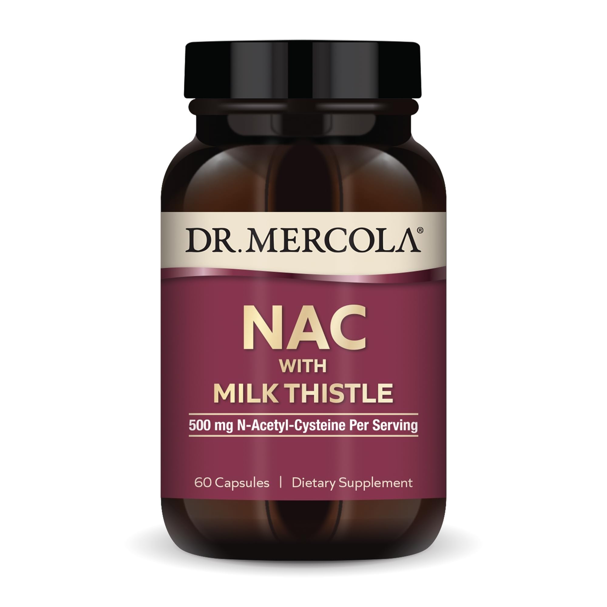 Dr. Mercola NAC with Milk Thistle, 500 mg, 60 Capsules (30 Servings) | Supports Normal Detoxification, Liver, and Cellular Health with Milk Thistle and Broccoli Sprout, Non-GMO, Gluten-Free