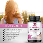 Feminizer Sex Change Capsules Pueraria Mirifica Potent Estrogen Hormone Complex for Trans Women - Breasts Booty Hair Skin Nails - Transgender Ladyboy Queer LGBT - No Fillers